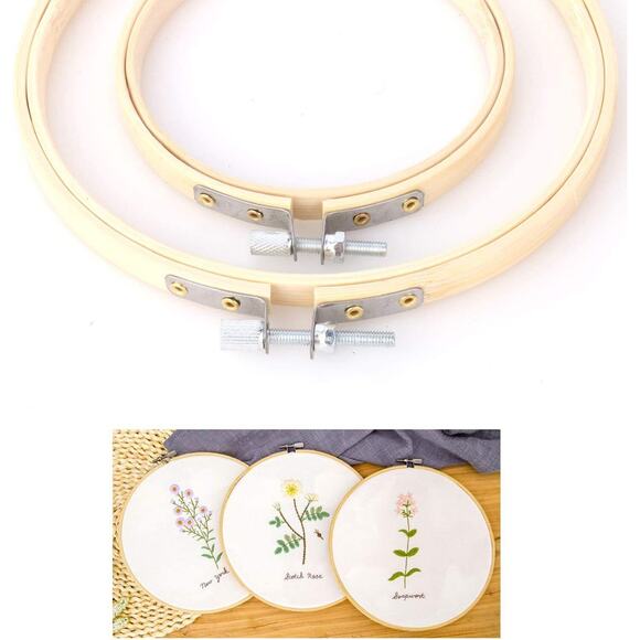 3 Pieces Embroidery Hoops Bamboo Circle Cross Stitch Hoop Set for Art Craft - Picture 4 of 9